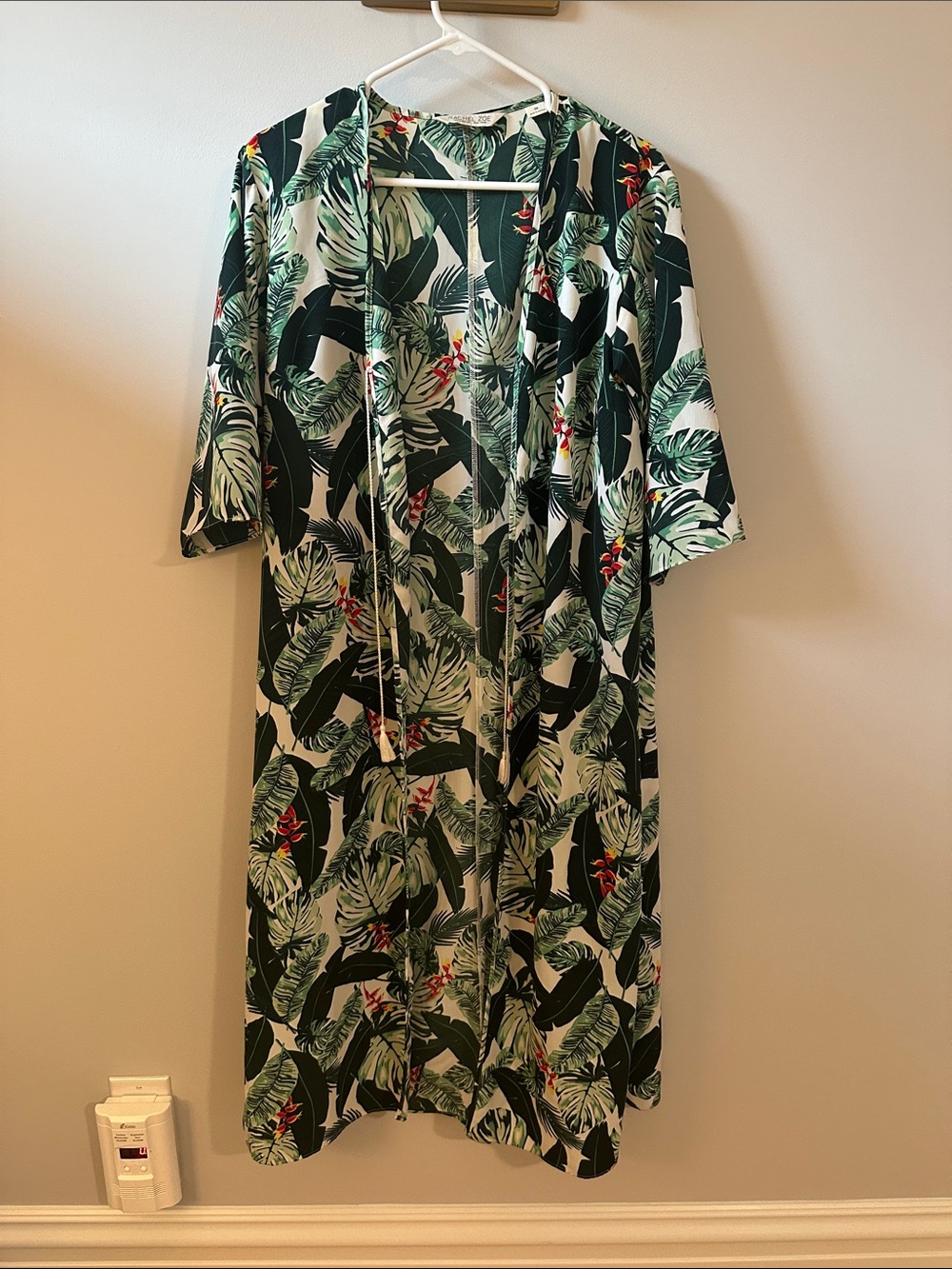 Rachel Zoe Tropical Leaf Print Kimono Robe - Green